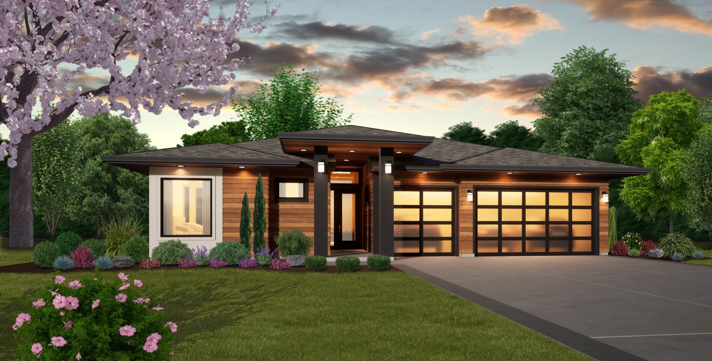 MODERN ONE STORY HOUSE PLAN MM-2272 - MODERN ONE FRONT VIEW