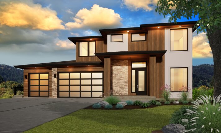 MODERN VIEW - MULTILPLE SUITE HOUSE PLAN FOR VIEW LOT - MM-4523 FRONT