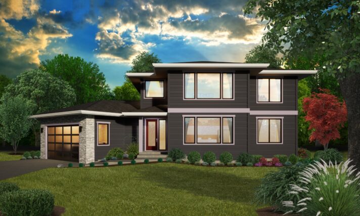 OCEANVIEW - 2 STORY MODERN PRAIRIE HOUSE PLAN FOR VIEW LOT - MM-2337 FRONT